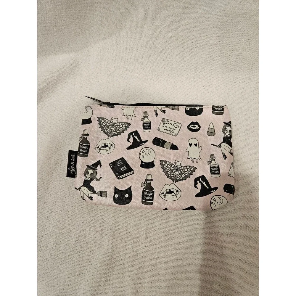 Ipsy x Valfre Makeup Cosmetic Pouch Pink Spooky Witch Print Halloween Goth